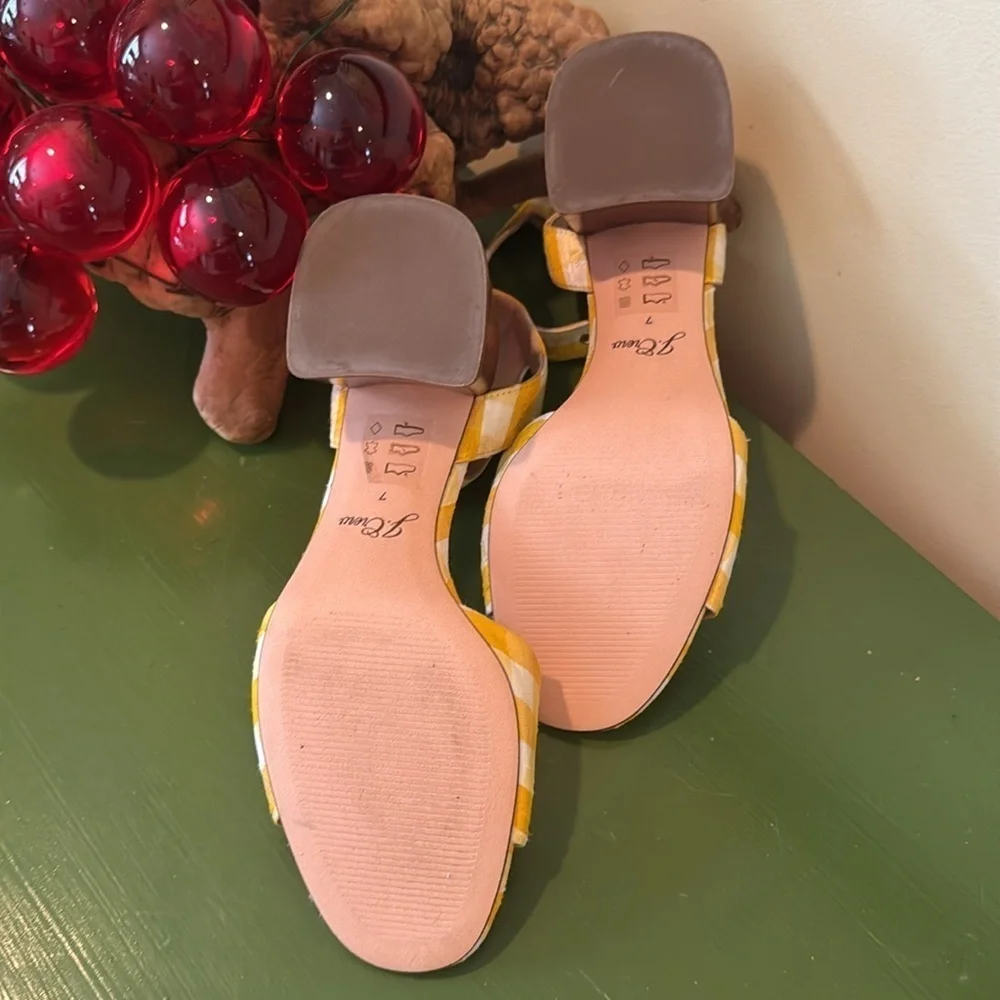 J.Crew Yellow and white Gingham Women's Sandals
